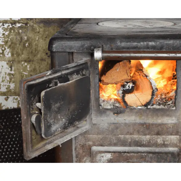 rusty dry old air log burner